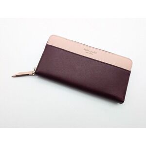 Kate Spade Cameron Zip Around Wallet Continental Saffiano Leather Pink Red NWOT